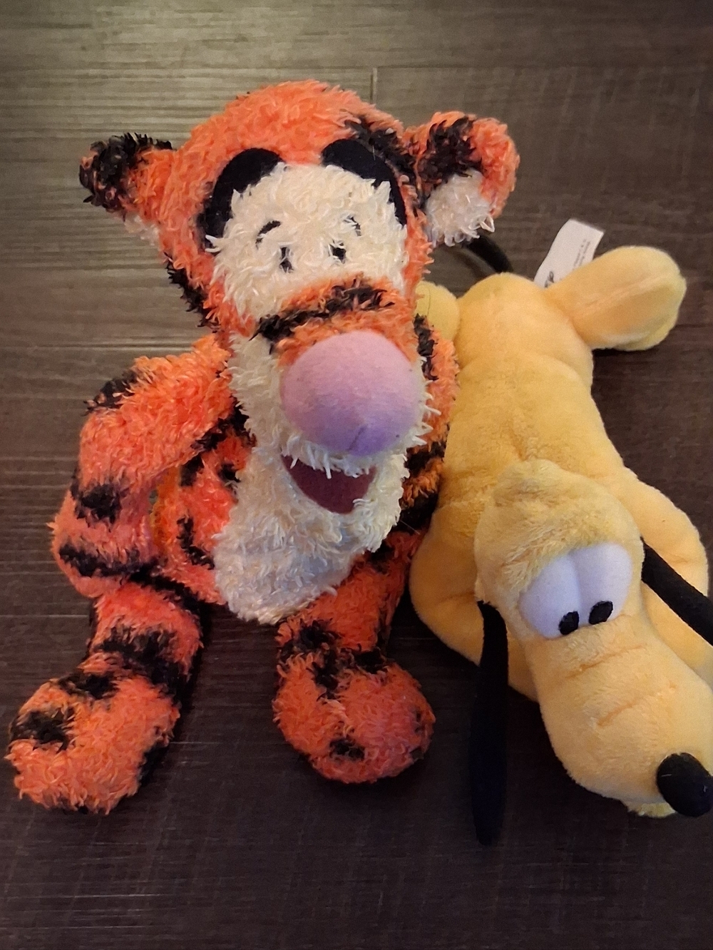 Disney Tigger And Pluto Plush Toy Orange, Black, Cream with Pink Nose